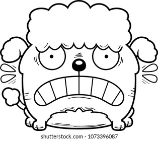 A cartoon illustration of a little poodle looking terrified.