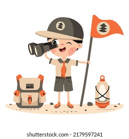 Cartoon Illustration Of Little Scout