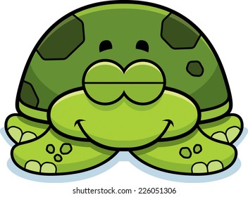 A cartoon illustration of a little sea turtle sleeping.