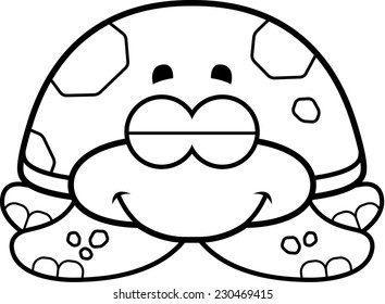 A cartoon illustration of a little sea turtle sleeping.