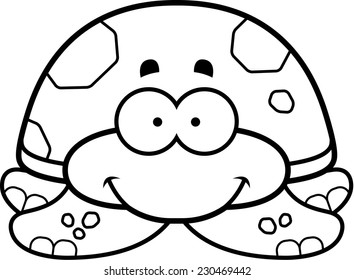 A cartoon illustration of a little sea turtle happy and smiling.