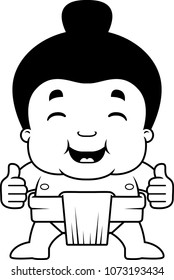 A cartoon illustration of a little sumo boy giving the thumbs up sign.