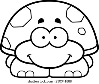 A cartoon illustration of a little turtle happy and smiling.