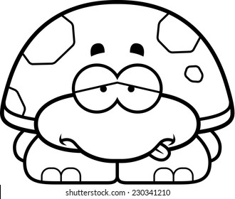 A cartoon illustration of a little turtle looking sick.