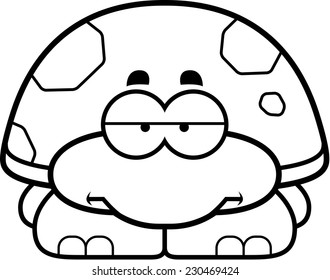 A cartoon illustration of a little turtle looking bored.