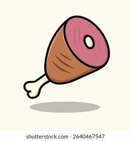 Cartoon illustration of livestock leg meat with bones