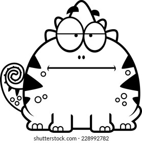 A cartoon illustration of a lizard looking calm.