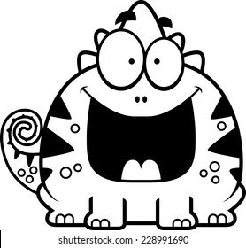 A cartoon illustration of a lizard looking happy.