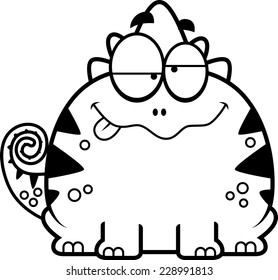 A cartoon illustration of a lizard looking intoxicated.