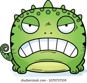 A cartoon illustration of a lizard looking mad.