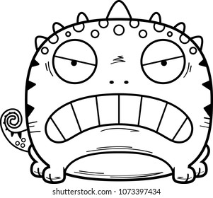 A cartoon illustration of a lizard looking mad.
