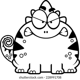 A cartoon illustration of a lizard looking mad.