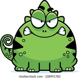 A cartoon illustration of a lizard looking mad.