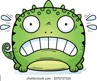 A cartoon illustration of a lizard looking terrified.