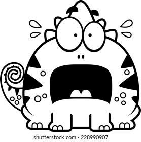 A cartoon illustration of a lizard looking terrified.