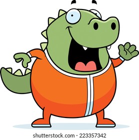 A cartoon illustration of a lizard in pajamas.