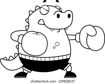 A cartoon illustration of a lizard punching with boxing gloves.