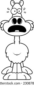 A cartoon illustration of a llama looking scared.
