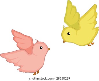 cartoon illustration of a love birds