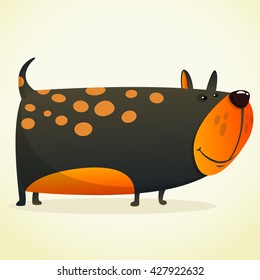 Cartoon illustration of a lovely bulldog. Vector black dog isolated on white background