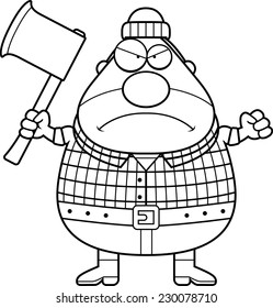 A cartoon illustration of a lumberjack looking angry.