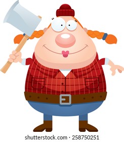 A cartoon illustration of a lumberjack looking happy.