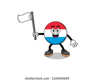Cartoon Illustration of luxembourg holding a white flag , character design