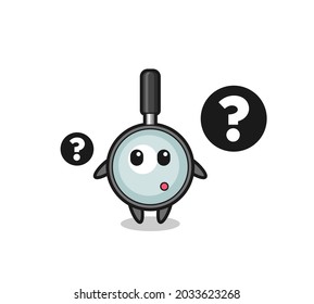 Cartoon Illustration of magnifying glass with the question mark , cute style design for t shirt, sticker, logo element
