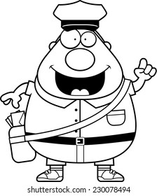 A cartoon illustration of a mailman with an idea.