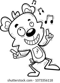 A cartoon illustration of a male bear dancing.