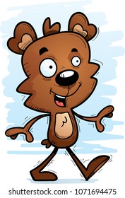A cartoon illustration of a male bear walking.