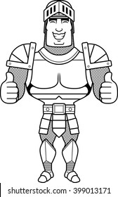 A cartoon illustration of a male knight giving a thumbs up sign.