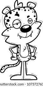 A cartoon illustration of a male leopard looking confident.