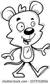 A cartoon illustration of a male mouse walking.
