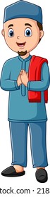 Cartoon illustration of a male Muslim people
