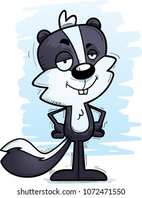 A cartoon illustration of a male skunk looking confident.