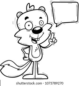 A cartoon illustration of a male squirrel talking.