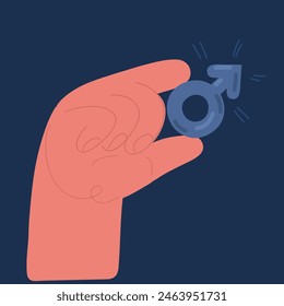 Cartoon illustration of male Symbols. Masculine signs over dark backround