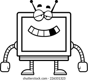 A cartoon illustration of a malfunctioning computer monitor robot.