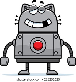 A cartoon illustration of a malfunctioning robot cat.