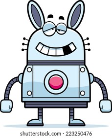 A cartoon illustration of a malfunctioning robot rabbit.