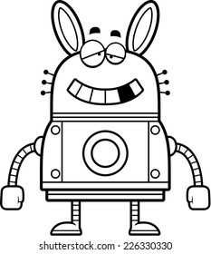 A cartoon illustration of a malfunctioning robot rabbit.