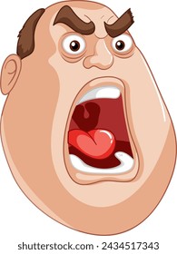 Cartoon illustration of a man with an angry expression.