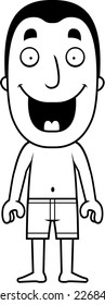 A cartoon illustration of a man in a bathing suit.