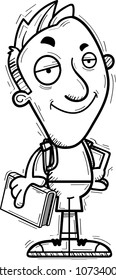 A cartoon illustration of a man student looking confident.