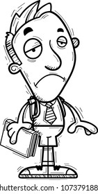 A cartoon illustration of a man student looking sad.