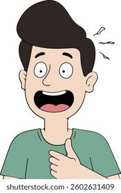 Cartoon illustration of a man with a surprised expression, giving a thumbs up.
