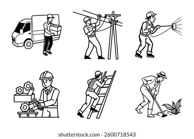 Cartoon illustration of a man with a sword and a woman, in a sketchy woodcut style, featuring people and music elements