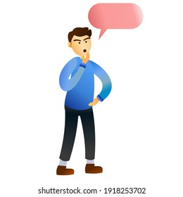 cartoon illustration of a man thinking something