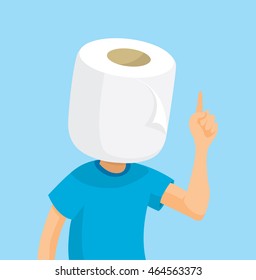 Cartoon illustration of man with toilet paper head